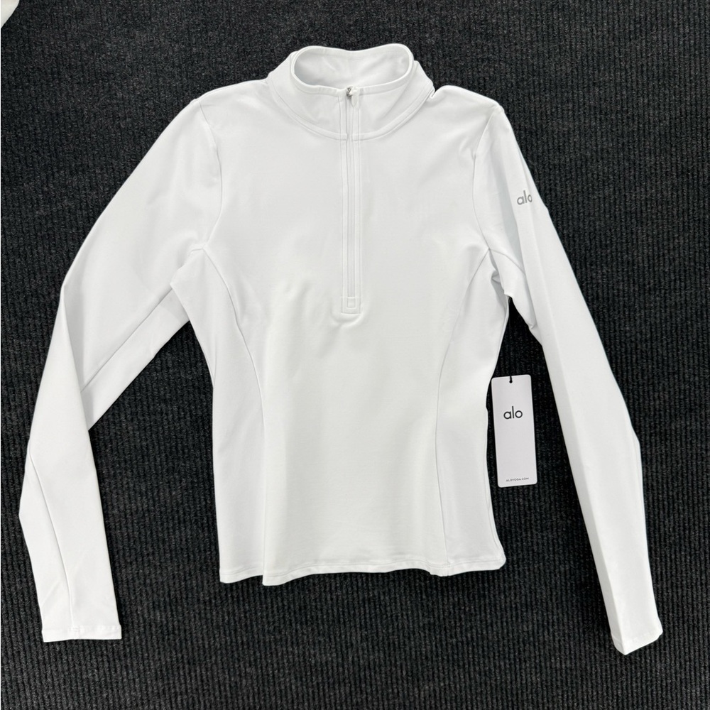 NWT ALO Yoga Alosoft 1/2 Zip Rapid Pullover White Size Medium
